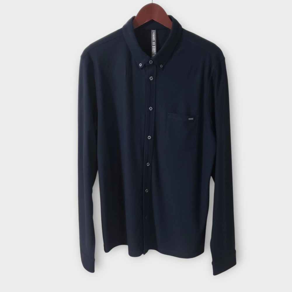 Vuori Mens Ace Long Sleeve Button Down Shirt Ink Style V185 Large Navy Blue